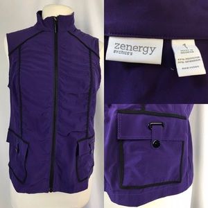 Chico’s 1 Zenergy Neema Vest Purple Zip Up Pockets